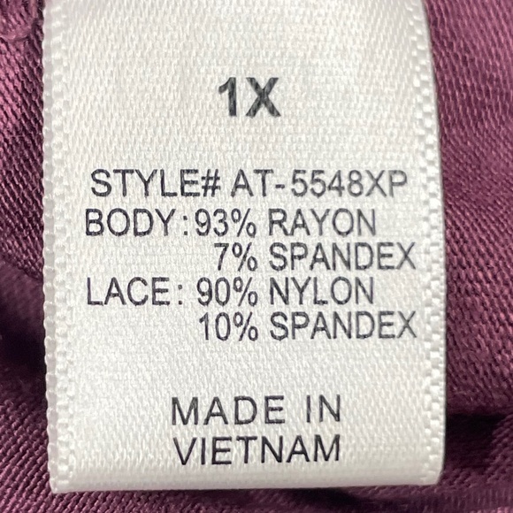 Women’s Lace Hem 1X Zenana Premium Maroon/Wine Tunic Top - Picture 11 of 13